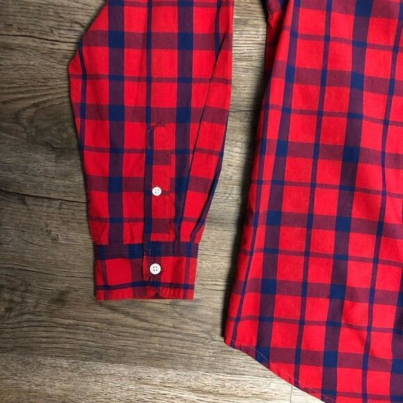 Wrangler Boys Red & Blue Plaid Button Up Shirt, Size XL 14-16 - Picture 4 of 7
